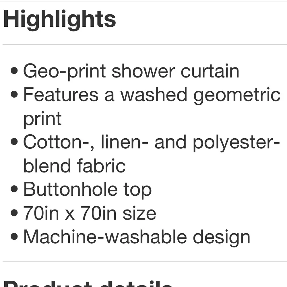 CASALUNA NWT linen cool washed printed plaid shower curtain